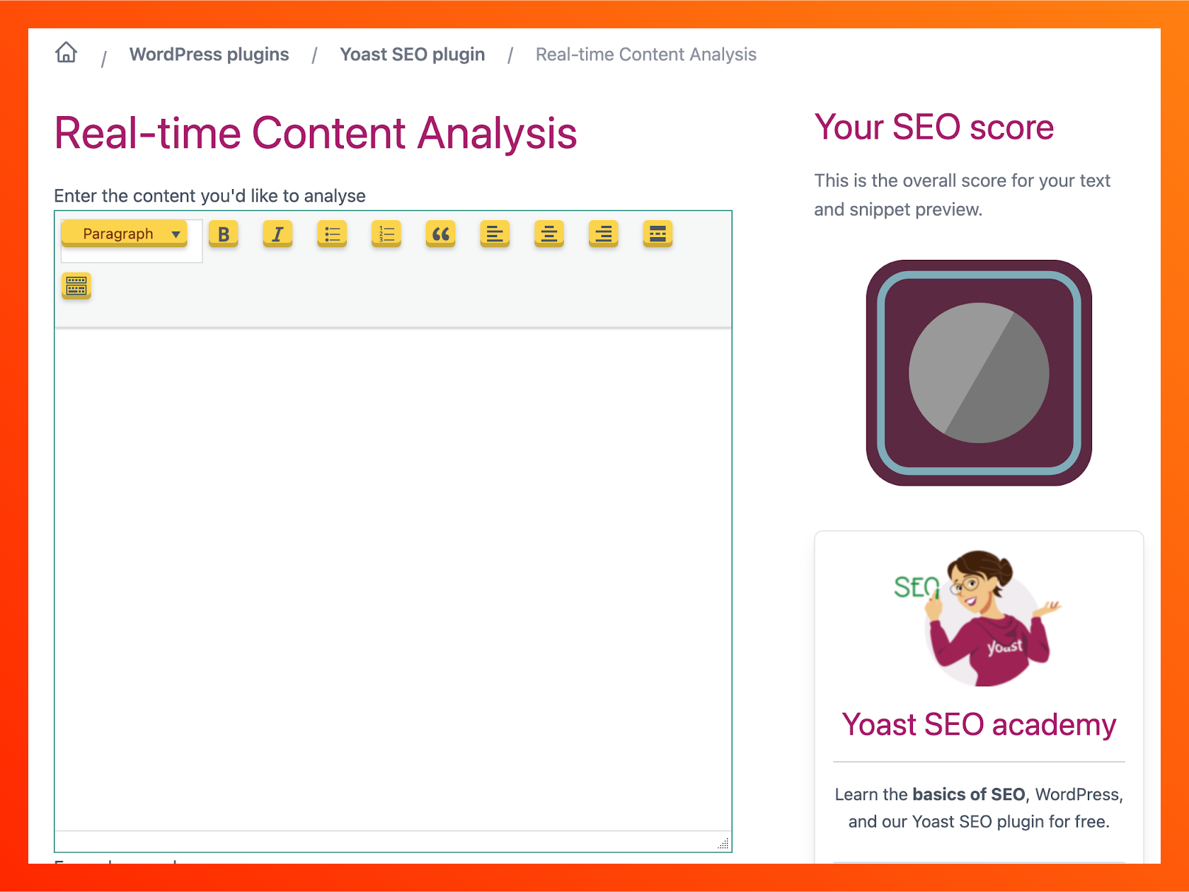 Yoast Real Time Content Analysis